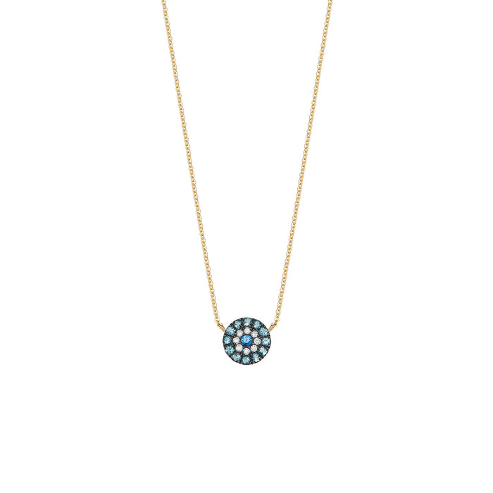Round Evil Eye Necklace (Sapphire Blue)