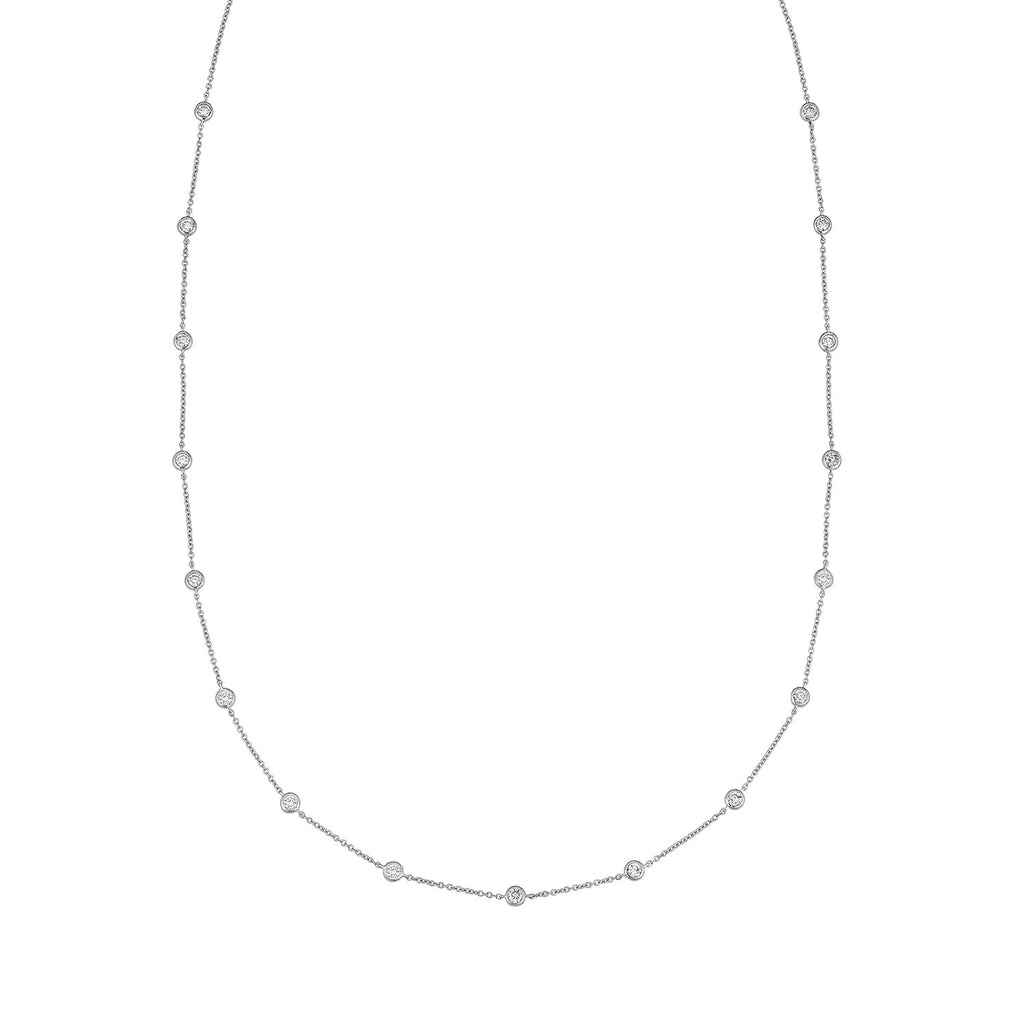 Bezel Set Diamond Station Necklace  ( 2 COLORS )