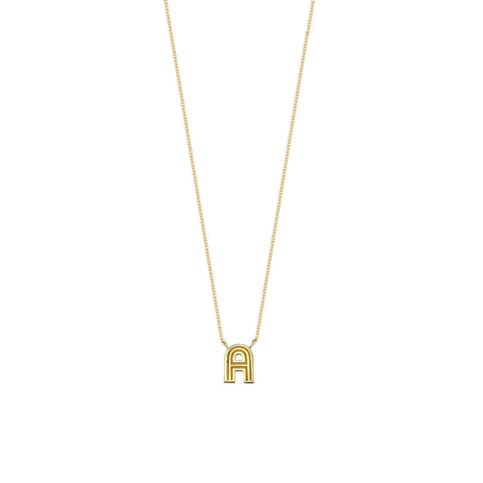18K Personalized Initial Retro Necklace ( 2 COLORS )