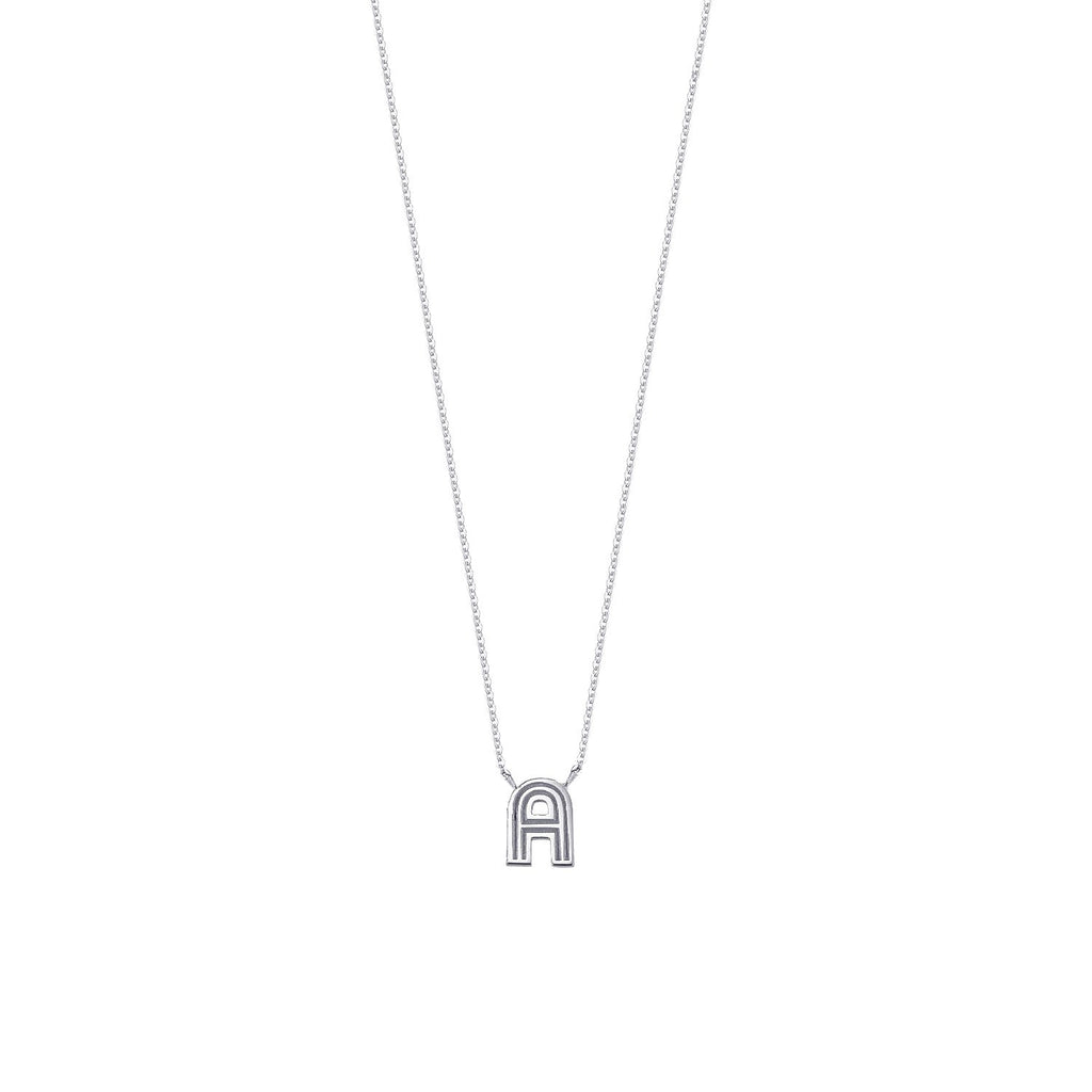 18K Personalized Initial Retro Necklace ( 2 COLORS )