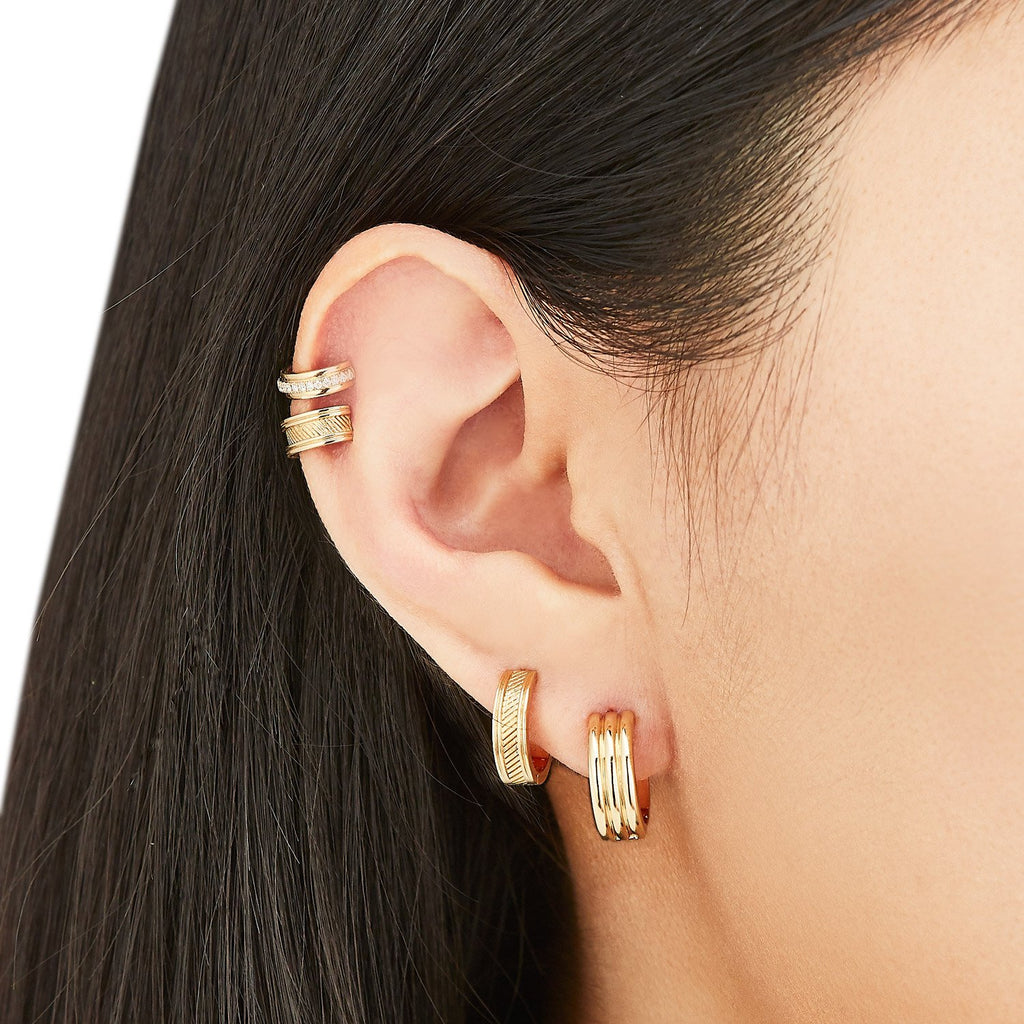 Prong-Set Diamond Single Ear Cuff ( 2 Colors )