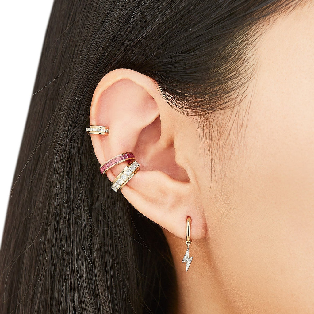 Prong-Set Diamond Single Ear Cuff ( 2 Colors )