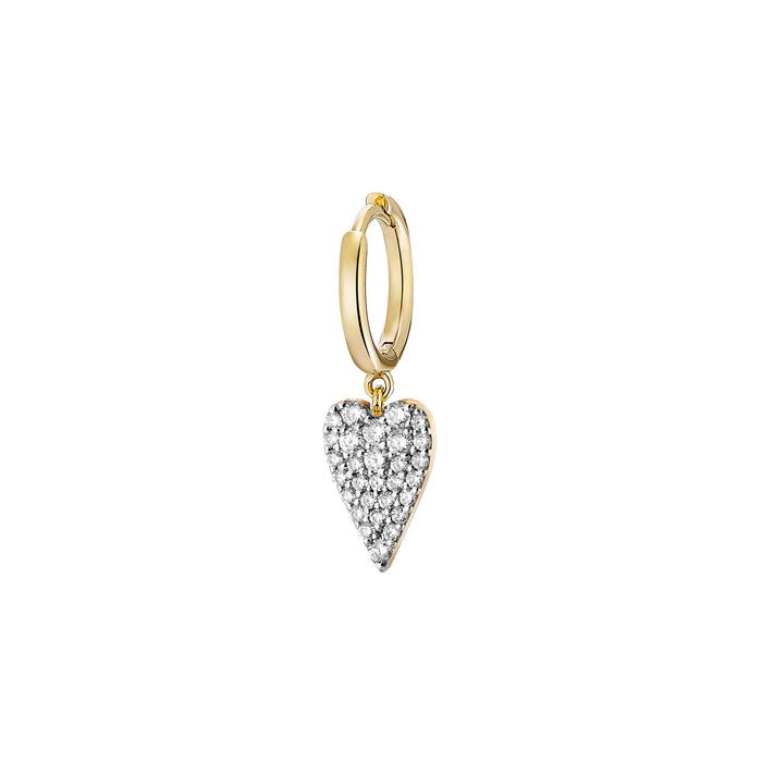 Heart Shape Diamond Single Hoop Earring