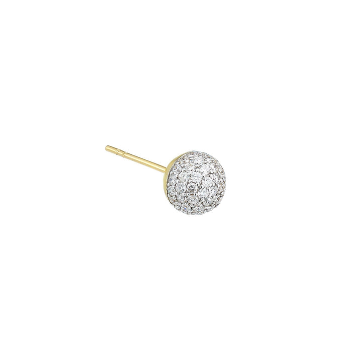 Diamond Pave Ball Single Stud Earring ( 2 COLORS )