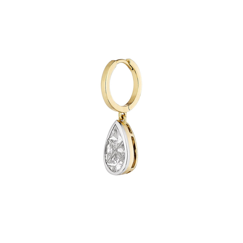 Puzzle Pear Diamond Hoop Single Earring