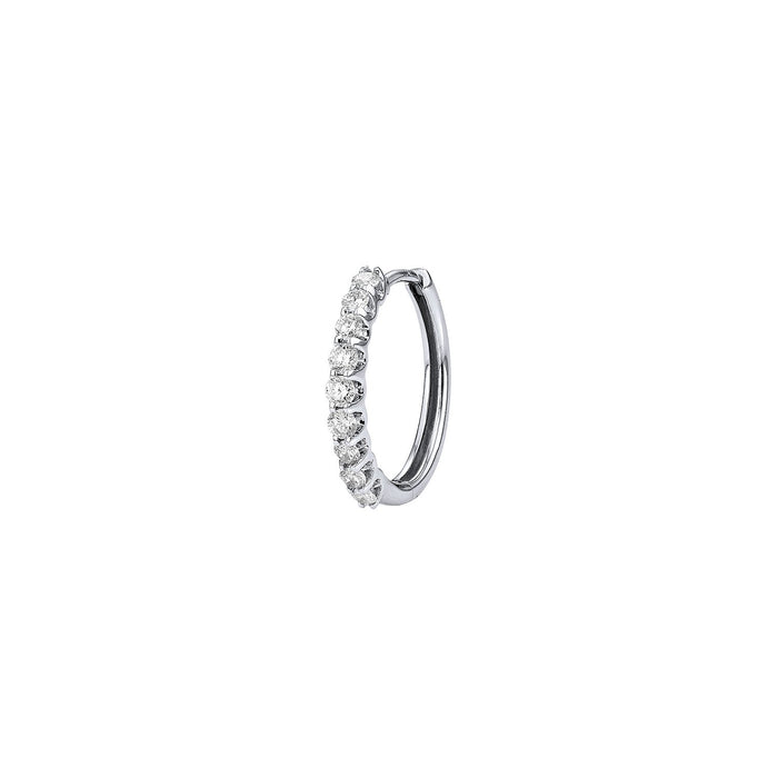 No.15 Diamond Hoop Single Earring (White Gold)