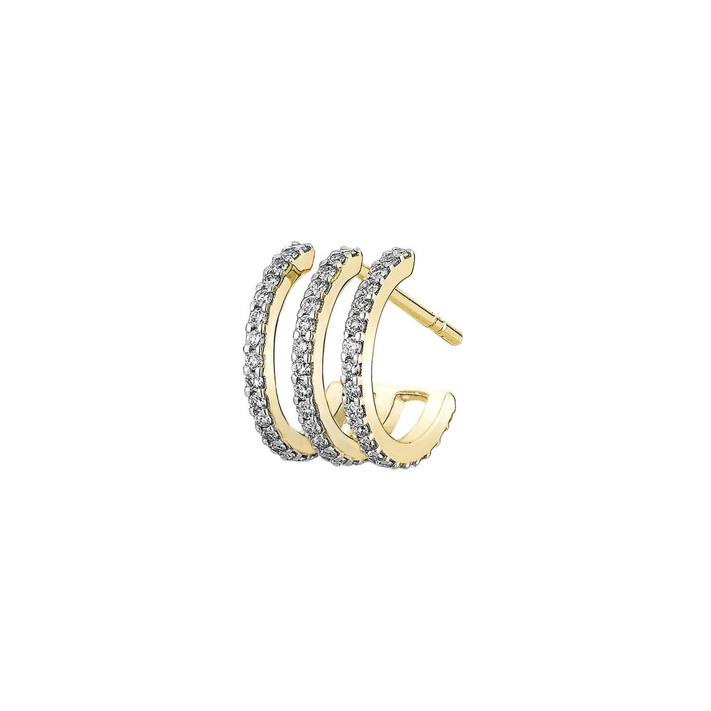 Triple Circle Diamond Single Earring ( 2 COLORS )