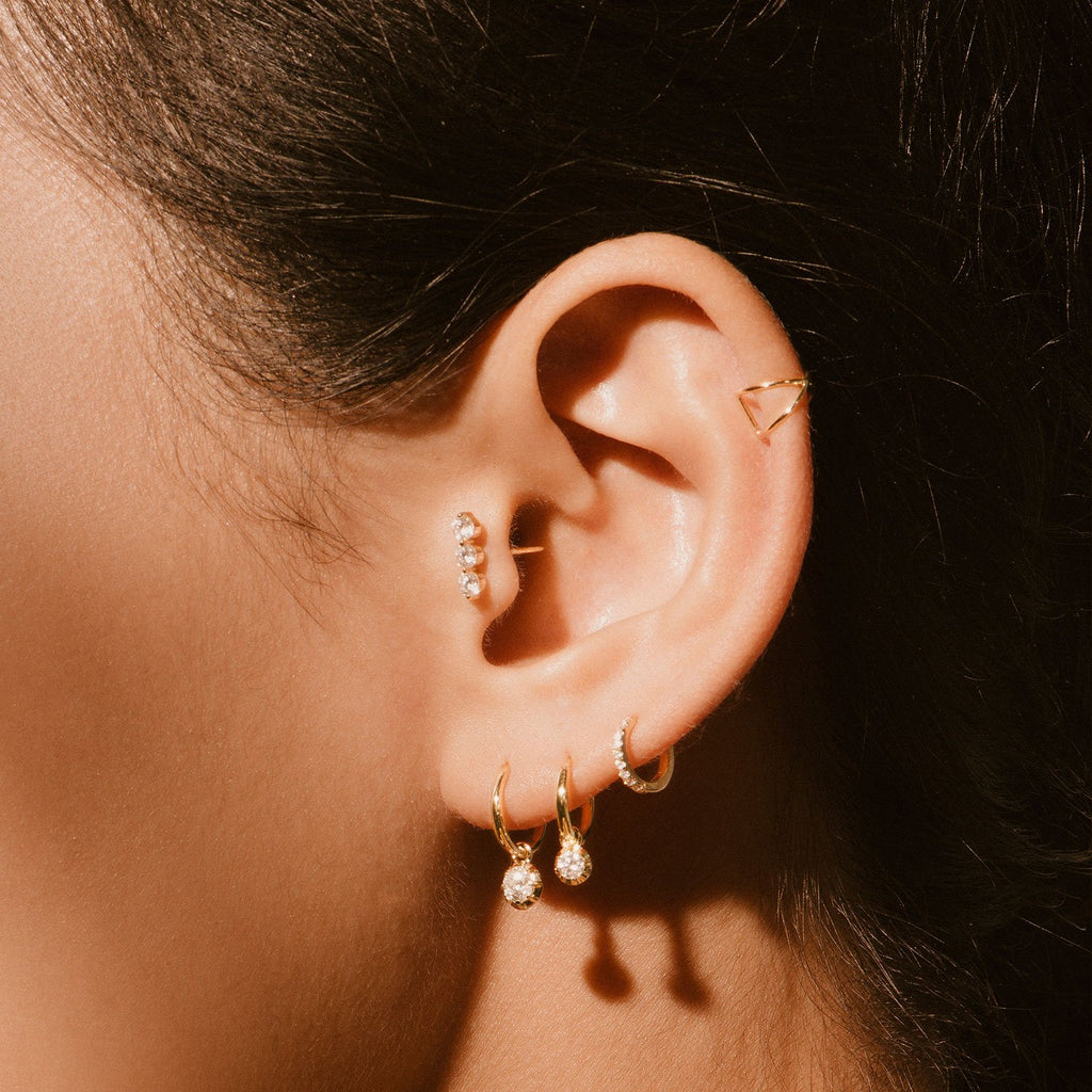 Small Bezel Diamond Earring Pendant ( 2 Colors )