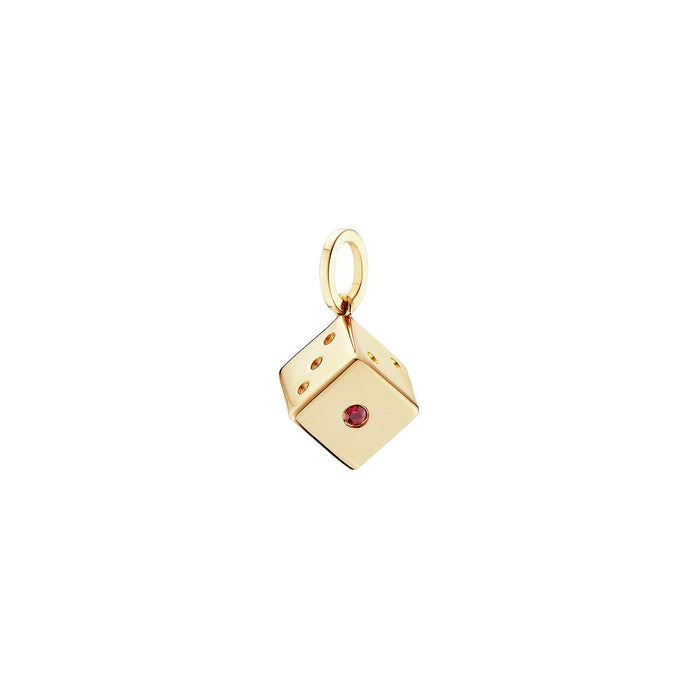 Gold Ruby Dice Charm