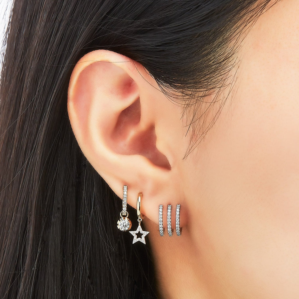 Triple Circle Diamond Single Earring ( 2 COLORS )
