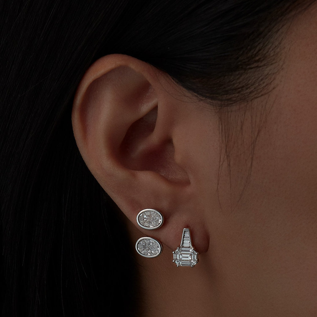 Puzzle Emerald Diamond Single Earring