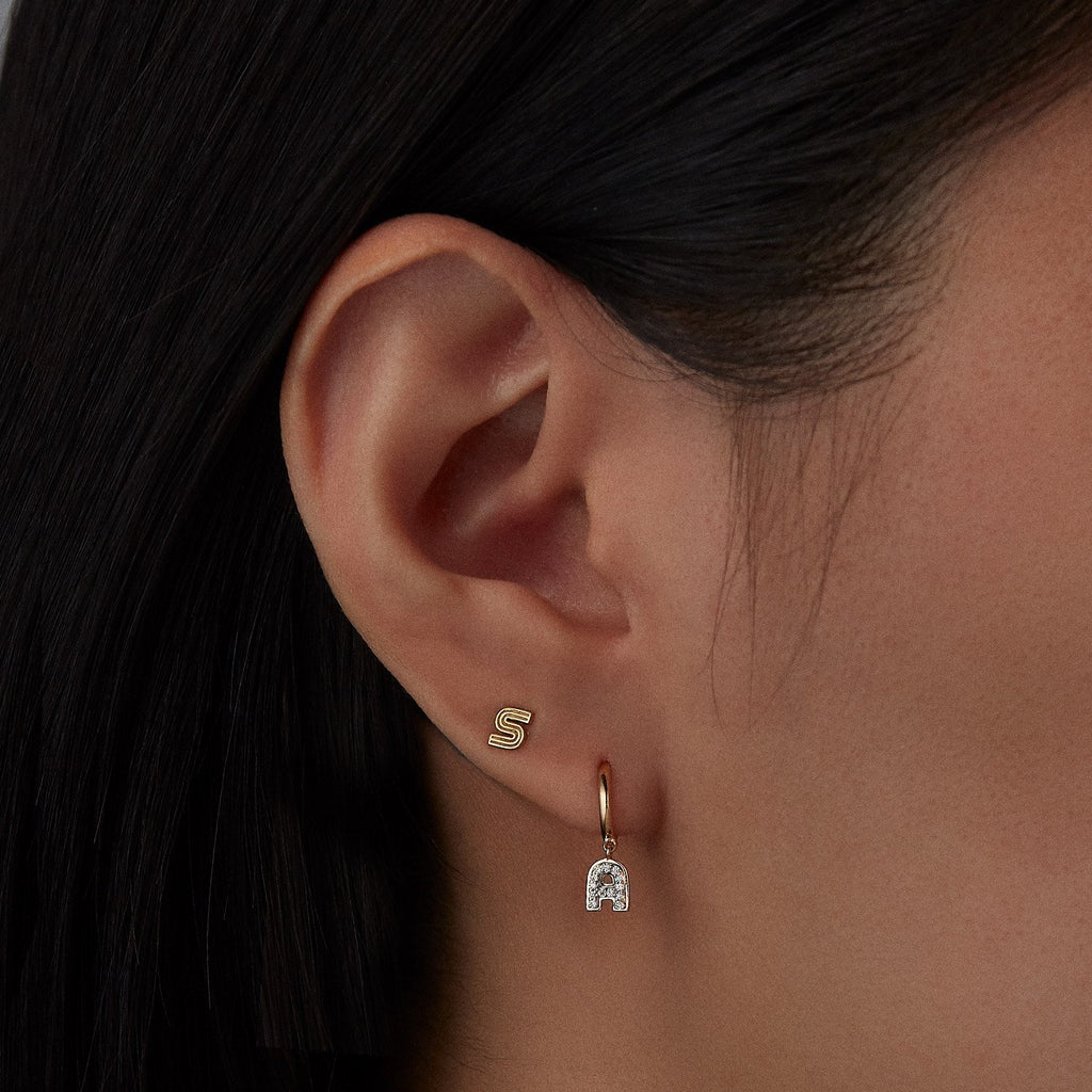 Personalized Diamond Hoop Single Earring